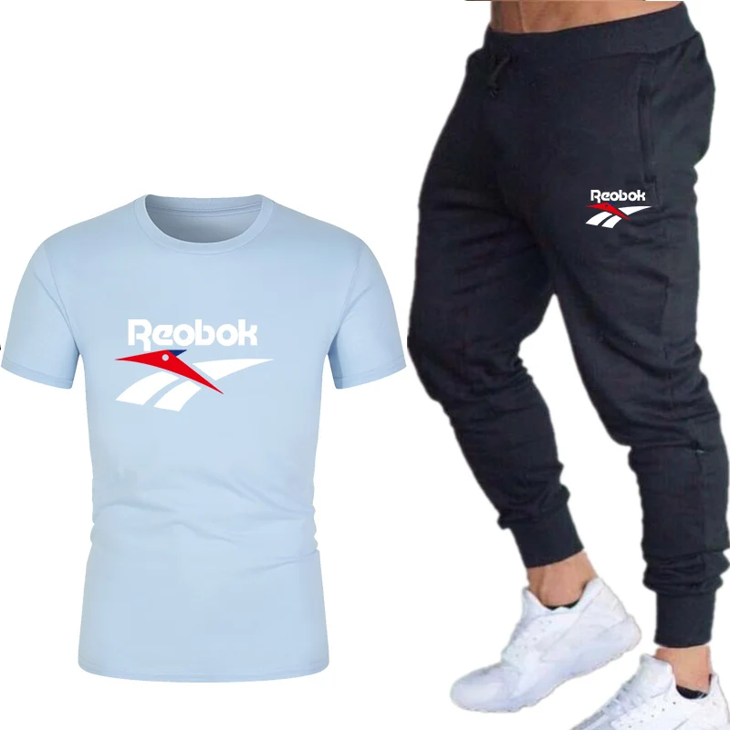 

2021 new printed T-shirt short sleeve men's 100% cotton shirt men's summer fashion Harajuku high street sports pants two-piece s