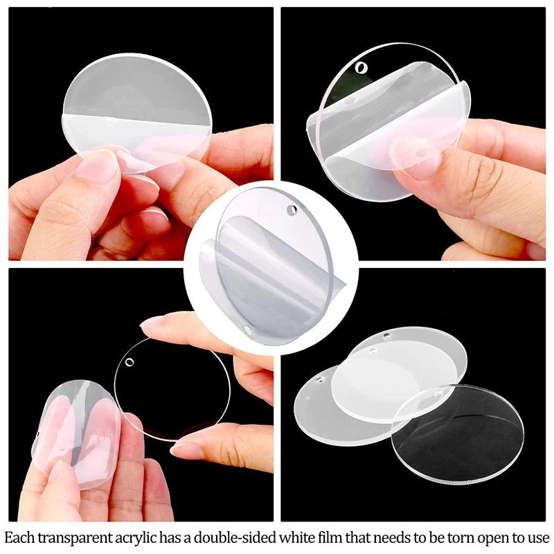 

128Pcs Acrylic Keychain Blanks Clear Circle Discs Key Chain 2 Inch Tassel Pendant Keyring for DIY Projects and Crafts
