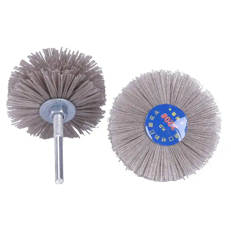 Promotion! 4 pieces(P120 P180 P240 P320) 85 x 35 6mm Drill Abrasive Wire Grinding Wheel Nylon Bristle Polishing Brush for Wood |