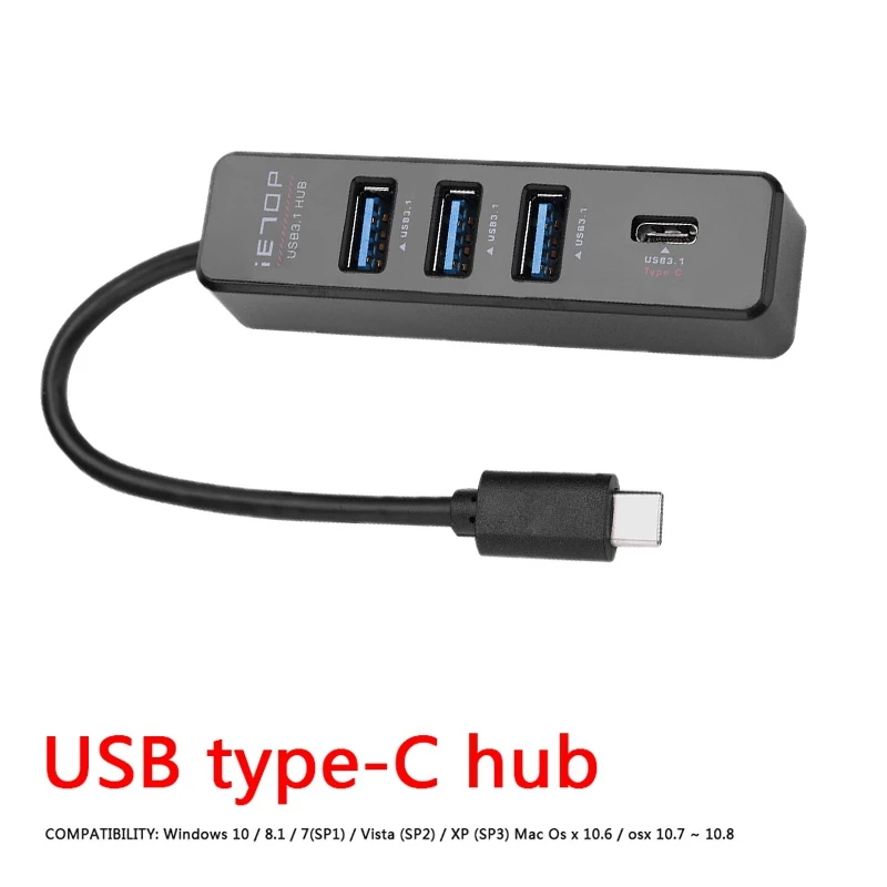 4 порта типа C концентратор Высокоскоростной 5 Гбит/с USB 3 1 0 сплиттер для