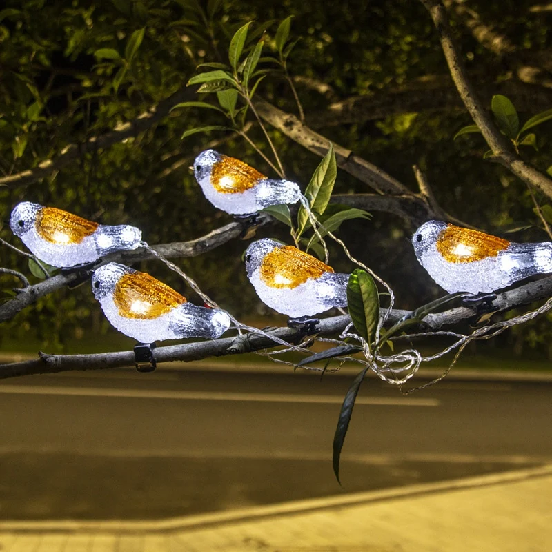 5 LED Clip on Acrylic Robins Lights Garden Outdoor Birds Decor Xmas | Лампы и освещение
