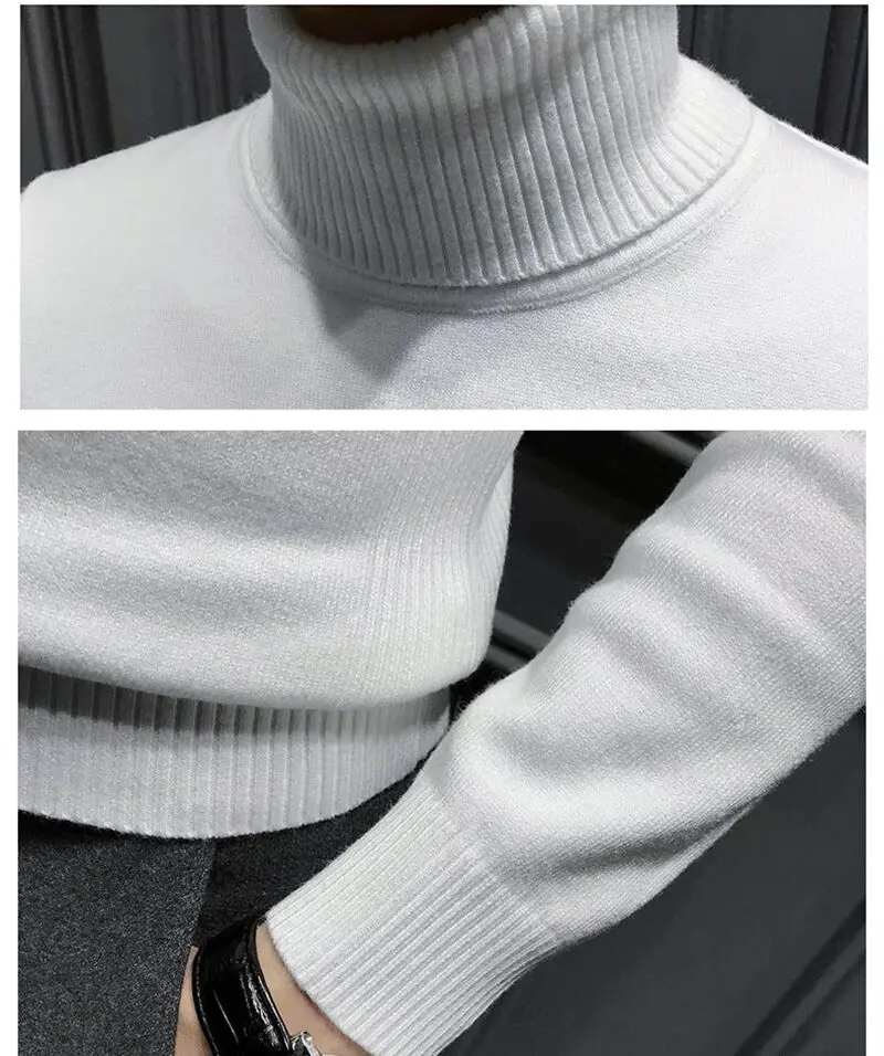

New Design Warm Knitted High-Quality Long-Sleeved Men's Turtleneck Sweater Winter Casual Tops Pullover