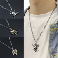 anime one piece monkey luffy hat whitebeard nami ace chopper robin law happy face skull necklace pendant men jewelry accessories