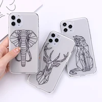 cute animals cat deer unicorn transparent case for iphone 7 8 plus se silicone back cover capa for iphone x xs 11 12 13pro