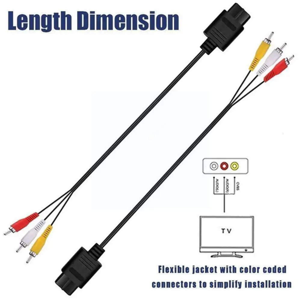 

1.8m AV Audio Video A/V TV Cable Cord RCA for Nintendo 64 N64 GameCube NGC SNES SFC J2L0