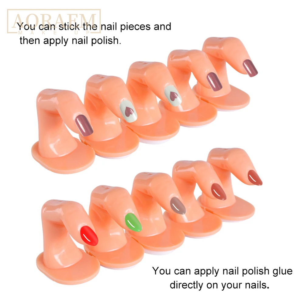 

AORAEM Practice Finger For Manicure 10Pcs Plastic Reusable Training Model Display UV Gel Design Fake Nail Art Salon Professional