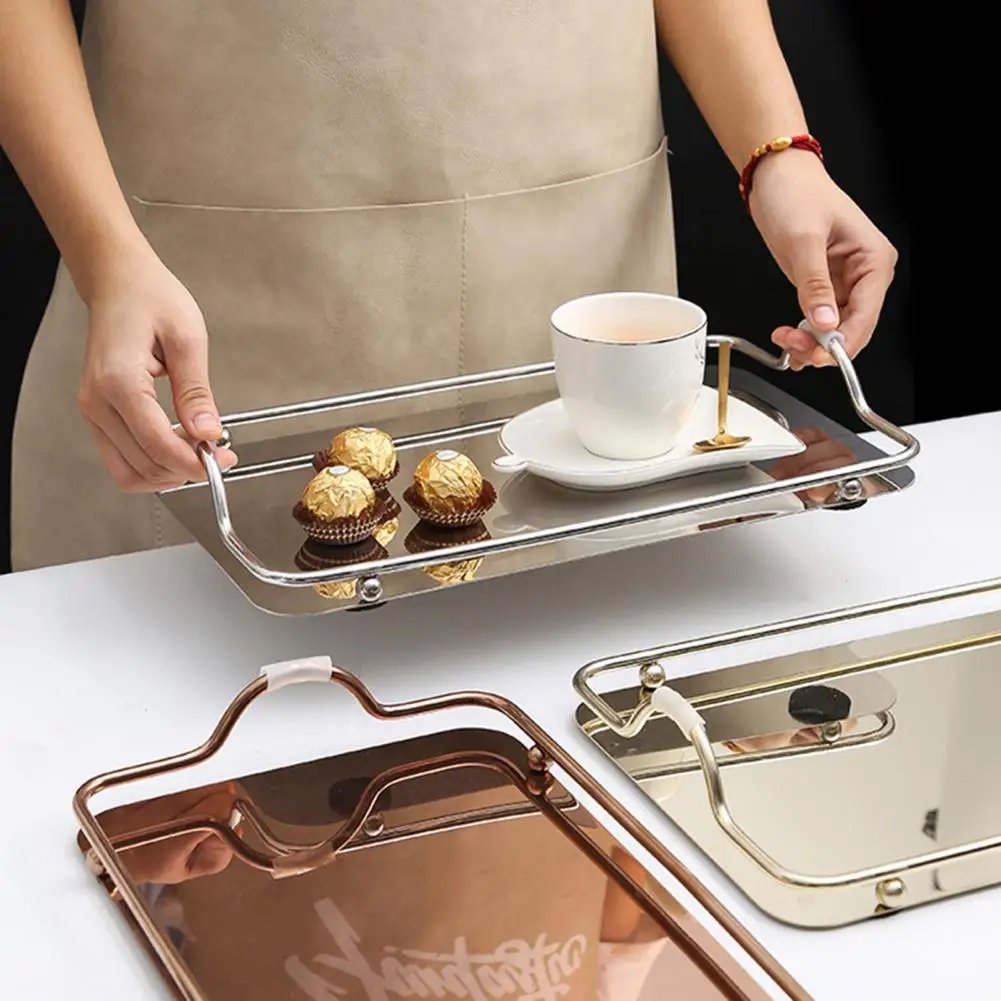 Декоративный роскошный чайный поднос большой прямоугольный с ручкой