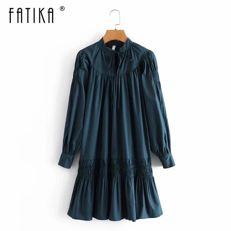 

Женские платья-трапеции на шнуровке Fatika, винтажные платья с пышными рукавами, одежда для улицы, весна-лето 2021