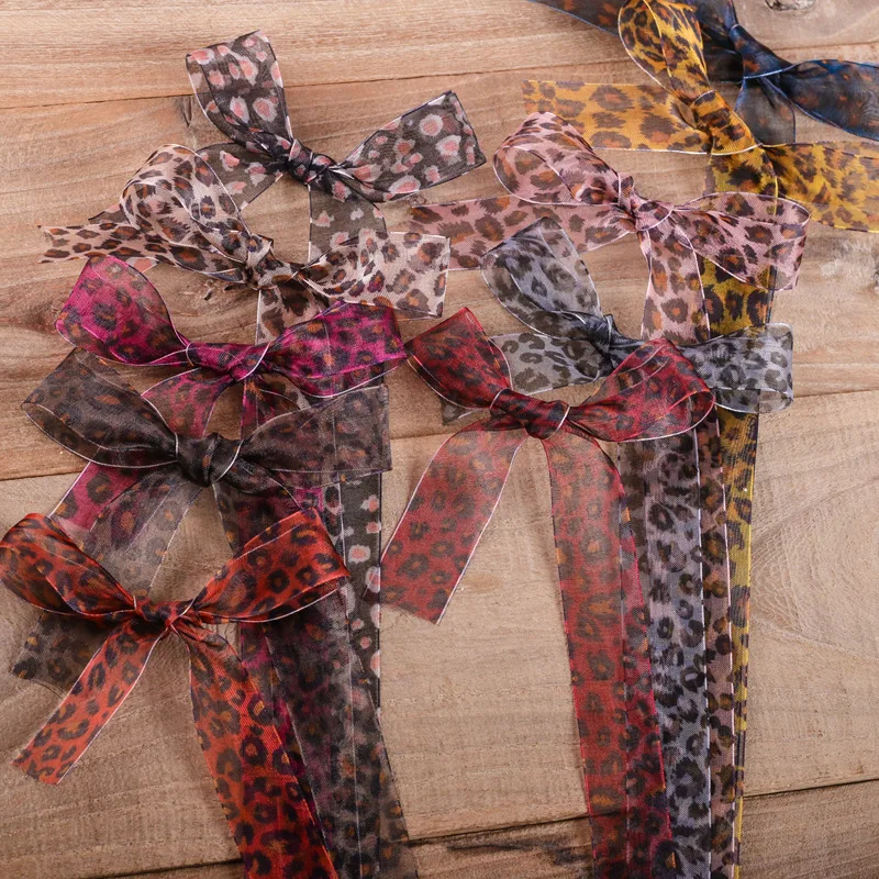 Декоративная сетчатая лента с леопардовым принтом гепарда для банта материал