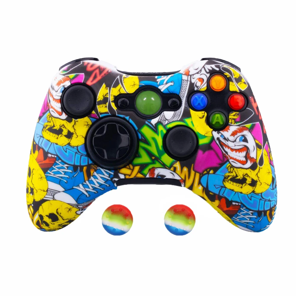 Graffiti D ZOMTOP защита для переноса воды с принтом кожи для Microsoft Xbox 360 проводной/беспроводной контроллер силиконовый чехол Крышка крышки - Цвет: Graffiti D