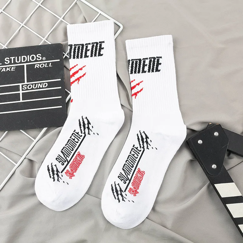 

Men Sock Letter Man Socks Unisex Solid Casual High Tube Adult Cotton Streets Spring Autumn Long Fashion Trend Sporting Sokken