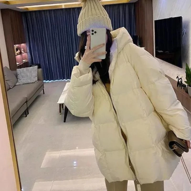 Women Winter Parkas Coat New Korean Female Cotton-Padded Jacket Loose  Profile Thick Winter Mid-Length Bread Jacket