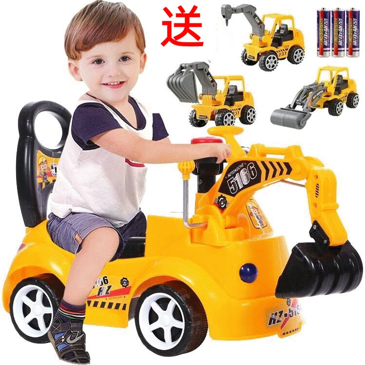 

Children's Twist Car Excavator Can Sit and Ride The Baby Large Toy Music Engineering Vehicle Excavator