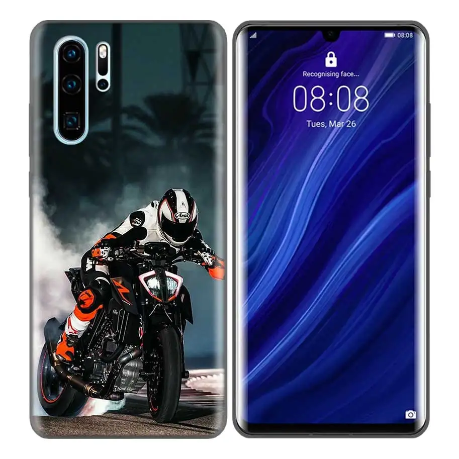 Черный силиконовый чехол для huawei P30 P20 P10 mate 30 20 10 Lite Pro Coque сумки Обложка Capas Back moto внедорожный мотоцикл Спорт