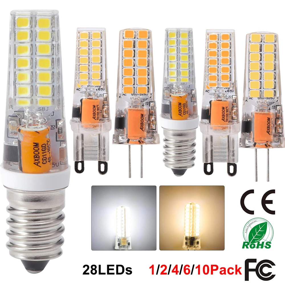 

1pc G4 G9 E14 LED Light Bulb 85-265V 5W LED Lamp SMD 3528 Spotlight Chandelier Lighting Replace Halogen Lamps White/Warm white