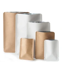 100pcs kraft paper mylar foil round corner open top bag heat seal tear notch food ground coffee snack storage packaging pouches