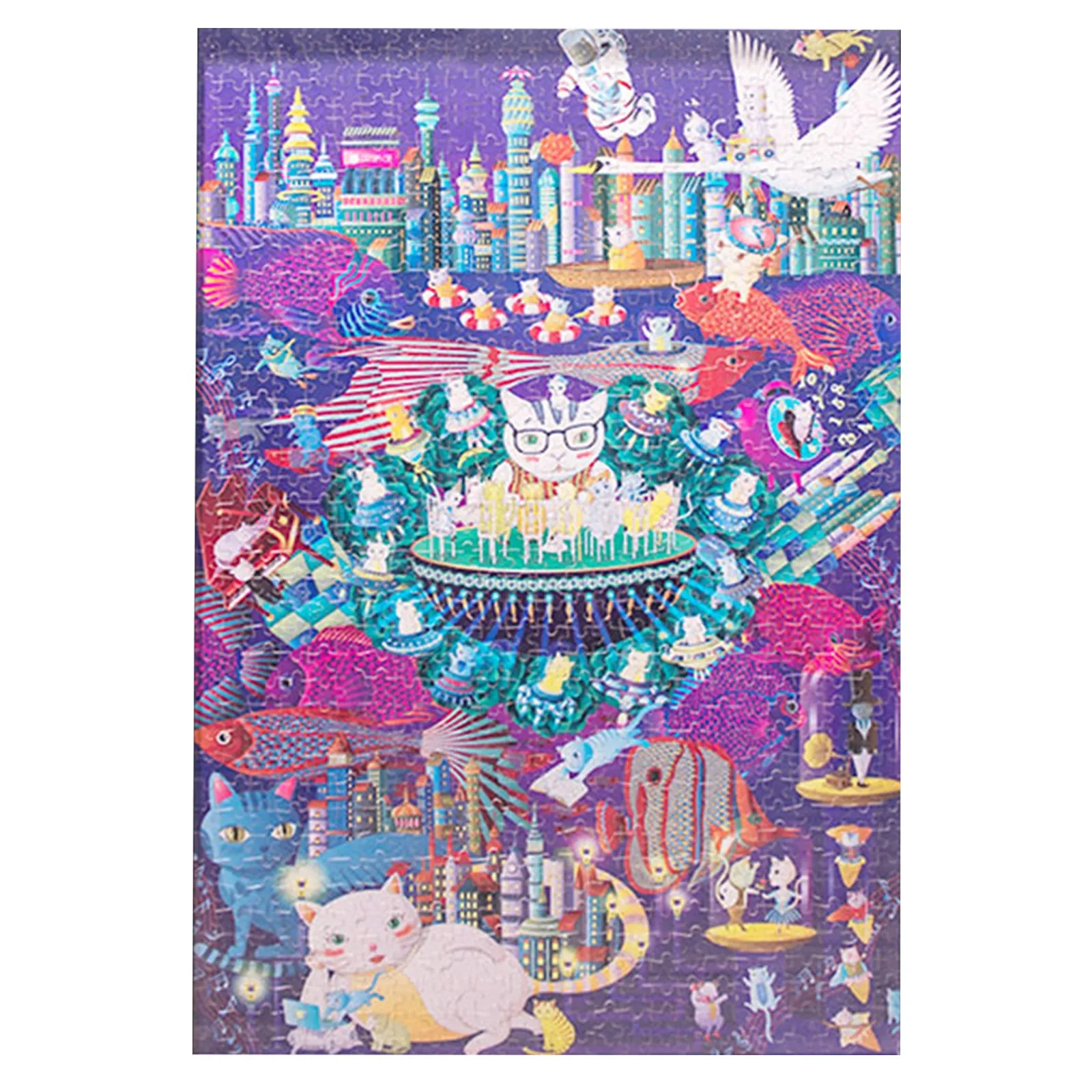 

HIINST 1000 Pieces Cartoon Cats Dream World Jigsaw Puzzles Kids Educational Toys Adult Intelligence Puzzles 2021