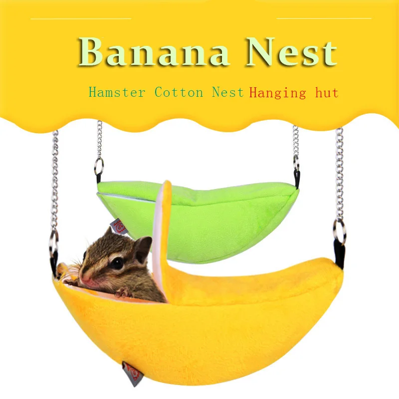 novelty banana shape nest plush cotton hamster warm house hammock rat mouse living house hanging tree beds hamster accessories free global shipping