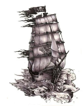 Водостойкая временная татуировка Черная жемчужина пиратский корабль татуировки