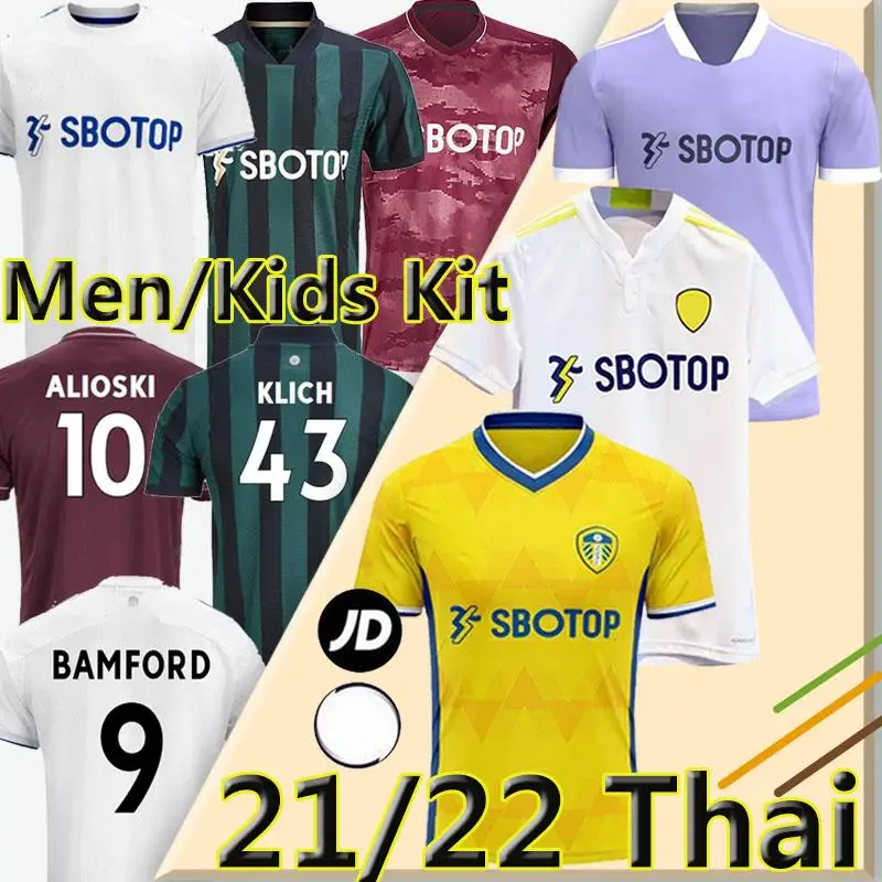 

Leeds United Home And Away Soccer Jersey 2021ALIOSKI COOPER T ROBERTS JANSSON BAMFORD HERNANDEZ KLICH 2022 Men + Kids kit Jersey