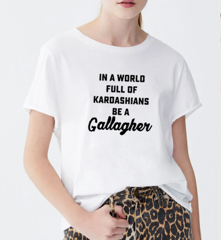 Футболка женская хлопковая с принтом Be A Gallagher и круглым вырезом|Футболки| |