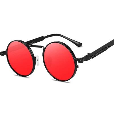 

Hot Metal Spring Leg Mirror Round Vintage Sunglasses Steampunk Men Women UV400 Glasses