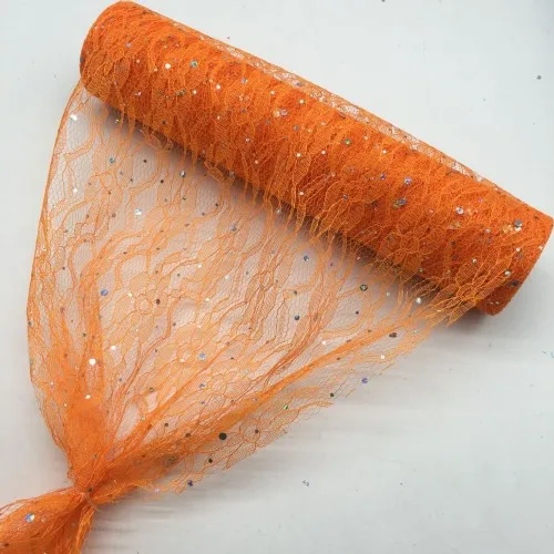 Orange Рождественский Декор Блеск Блестки Кружева рулон 30 см X 9 метров Свадебный белый стол бегун стул створки винтажный Декор розовый домашний декор - Цвет: Orange