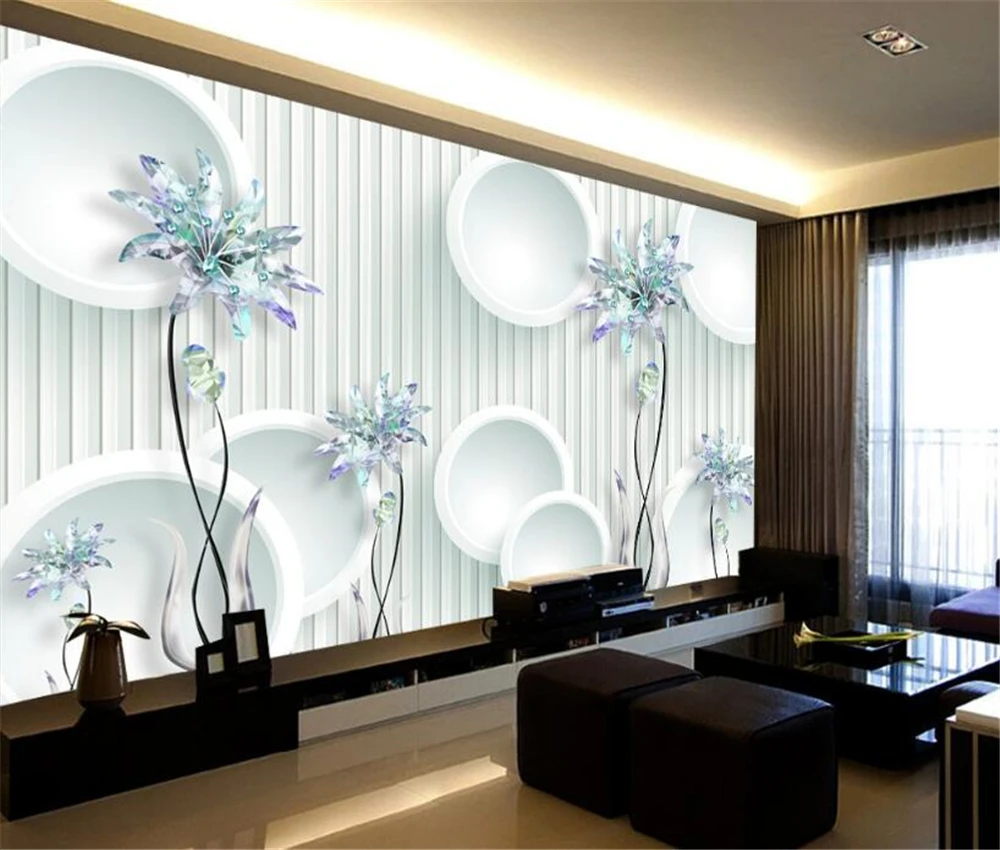 

beibehang Large custom wallpaper 3d stereo ice crystal TV background living room bedroom home decoration