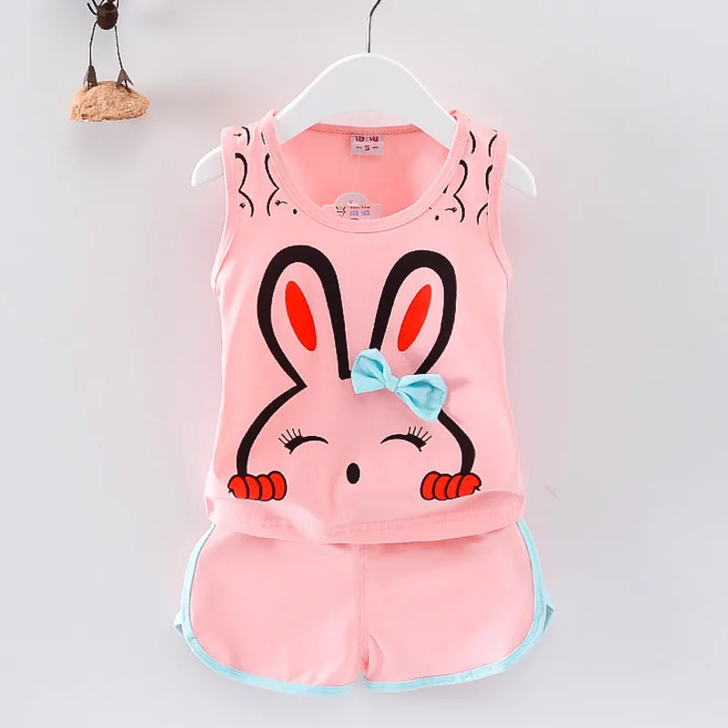 New Baby Girls Clothing Outfits Brand Summer Newborn Infant Sleeveless T-shirt Shorts 2pc/Sets Clothes Casual Sports Tracksuits