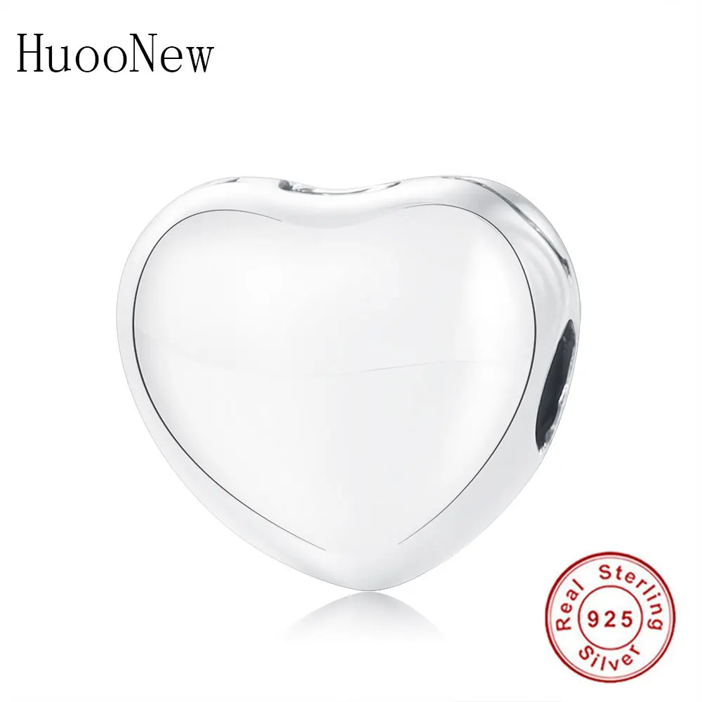 Чистый белый Любовь Сердце Клип Пробка Шарм Fit оригинальные Подвески Браслет