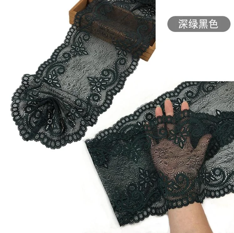 1 метр 19 см Высокое качество темно-Зеленая эластичная кружевная отделка ручной