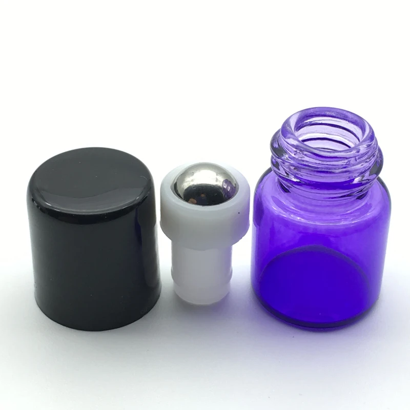 20pcs Mini Purple-Blue Roll on 1ml Glass On Bottles For Essential Oils Refillable Perfume Vial | Красота и здоровье