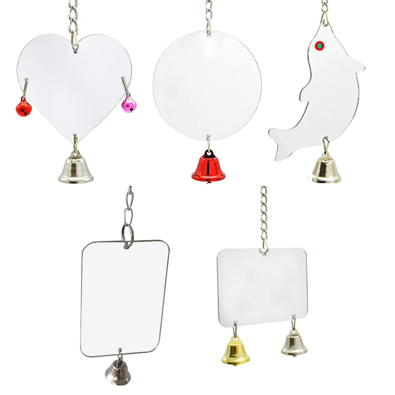 Птица-попугай зеркальный колокольчик игрушка в форме сердца круглый случайном