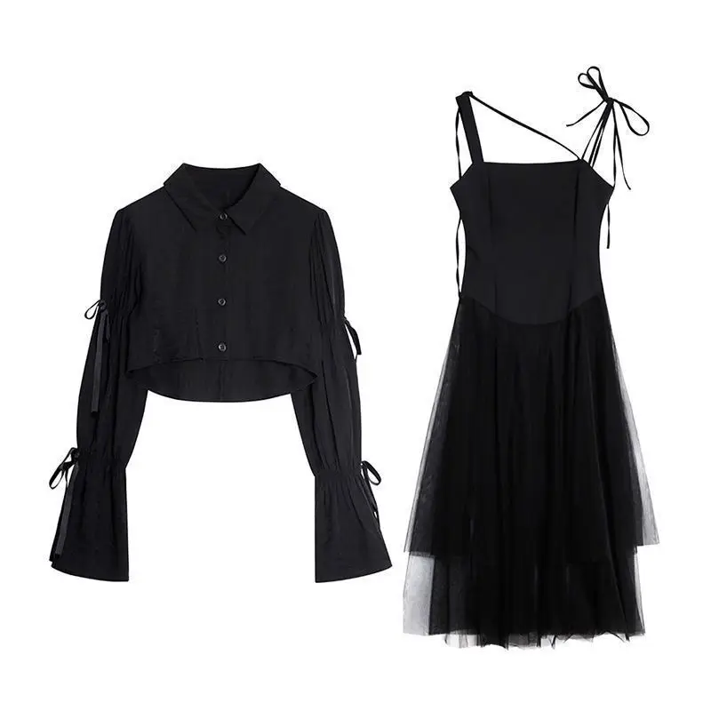 

2021 Summer Spaghetti Strap Dress Women Casual Evening Party Gothic Dress Female Sleeveless Korean Style Black Y2k Dress Ladies
