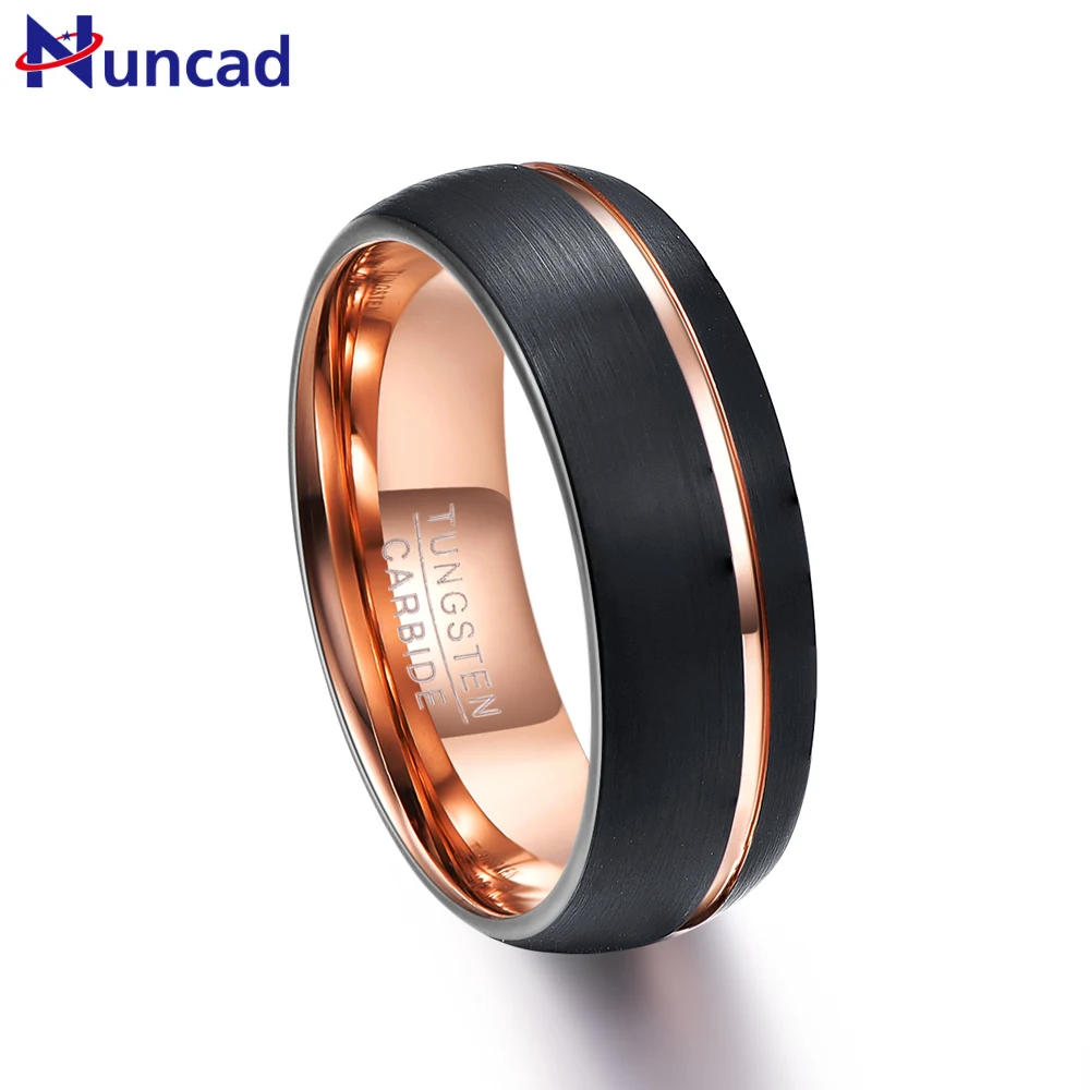 

Nuncad T042R 8MM width black dome frosted surface Tungsten Ring Wedding Brand tungsten Carbide ring for Men Jewelry