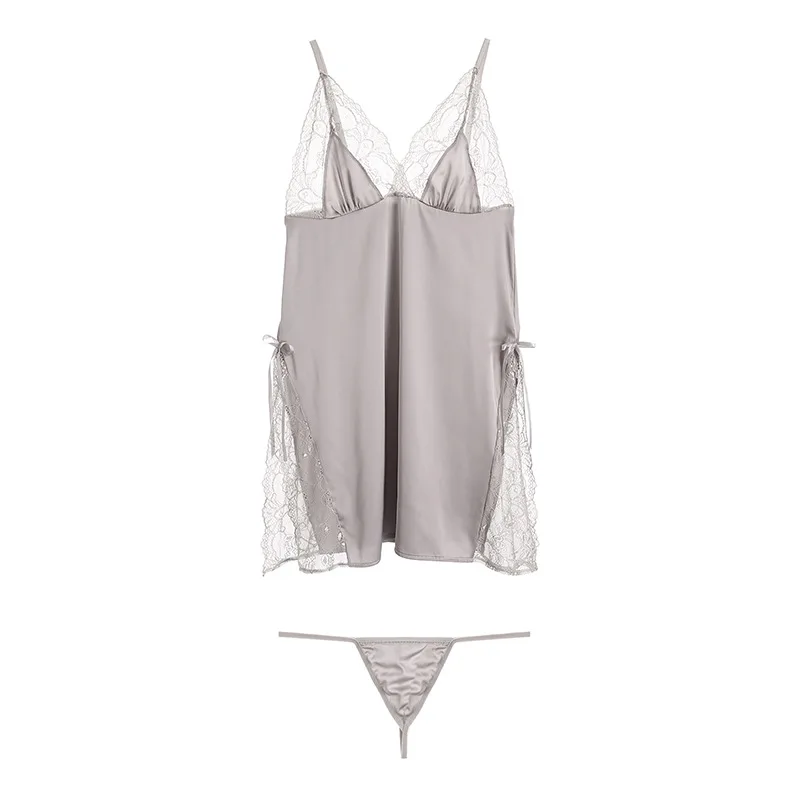 

Sexy Pajamas European and American Temptation Backless Bra Nightdress Women's Lace Suspender Dress lingerie bodysuit