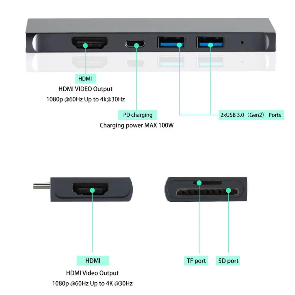 Тип-C расширения док-станция для двойной PD 7 в 1 USB хаб мобильный телефон Тетрадь