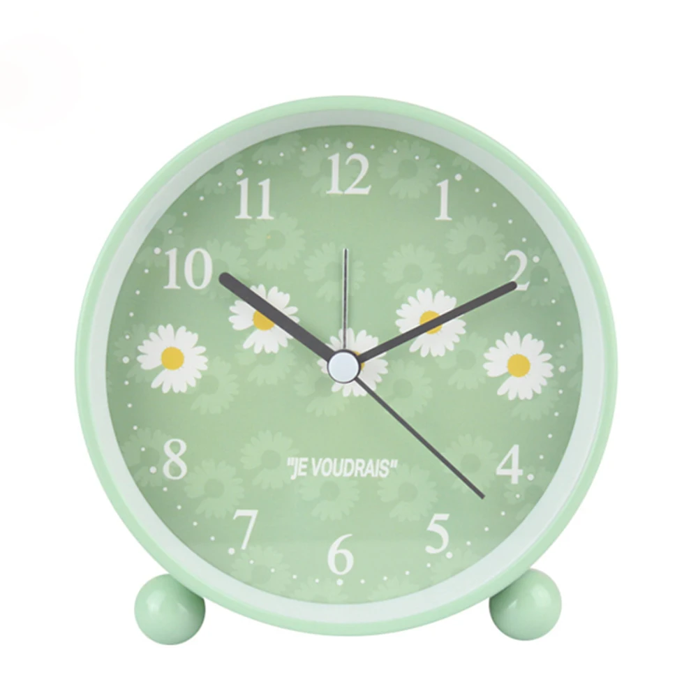 Современные популярные часы будильник модные круглые с цветами для детей