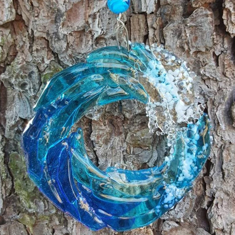 

Wave Suncatcher Ornament Transparent Resin Crafts Wall Hanging Art Pendant Decor for Home Wall Window 2020ing