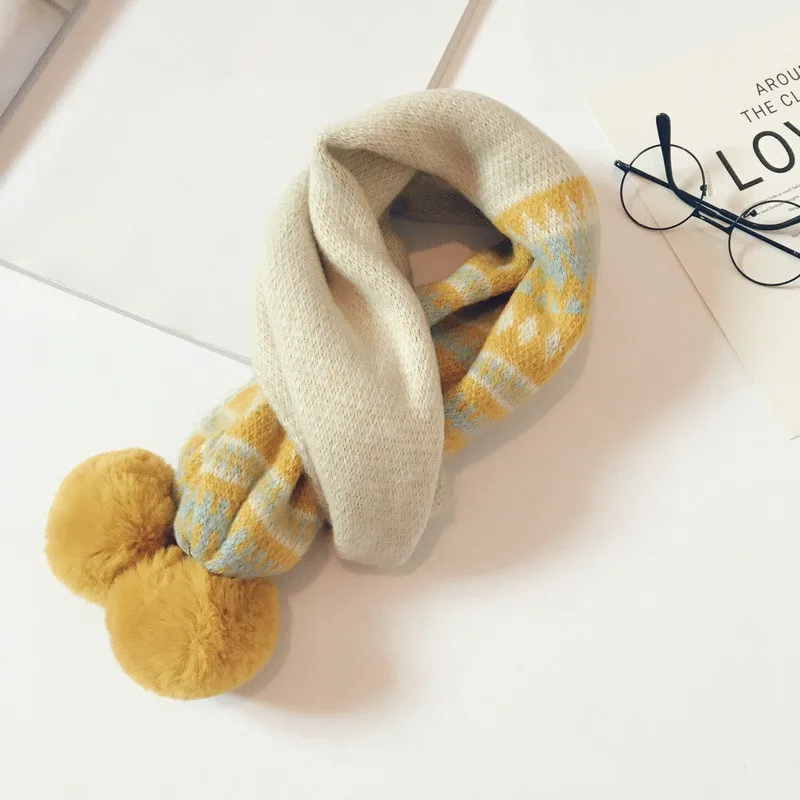 Осень зима 2019 вязаный детский шарф модный геометрический в Корейском стиле для