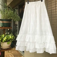 tiyihailey free shipping new 2021 fashion spring and summer white cotton lace princess long maxi elastic waist a line skirts