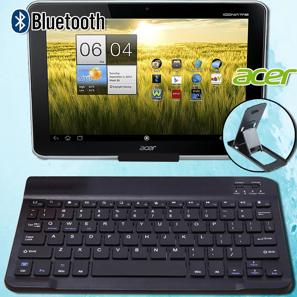 

Bluetooth Keyboard Wireless Keyboard for Acer Chromebook Tab 10/Tab 10/Iconia One 10 Rechargeable Noiseless Keyboards Bluetooth