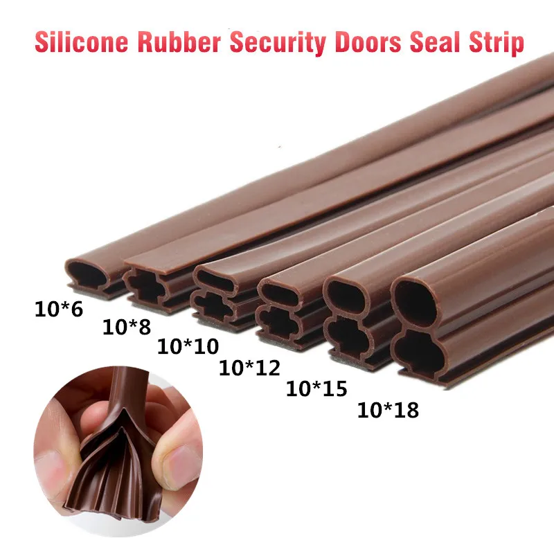 

6 Sizes Strong Self-adhesive Silicone Rubber Sealing Strip Soundproof Door Thong Strips Sealed Slot for Security Doors Window