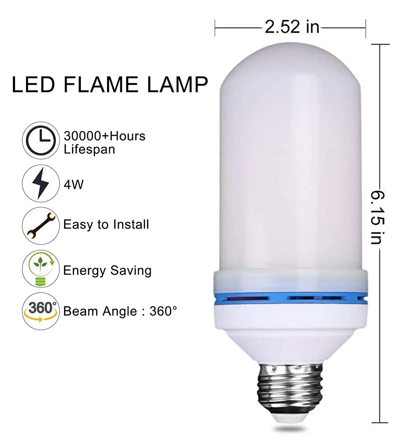 Мерцающая лампочка E26 E27 4 Вт светодиодная лампа с теплым белым светом 1500 к