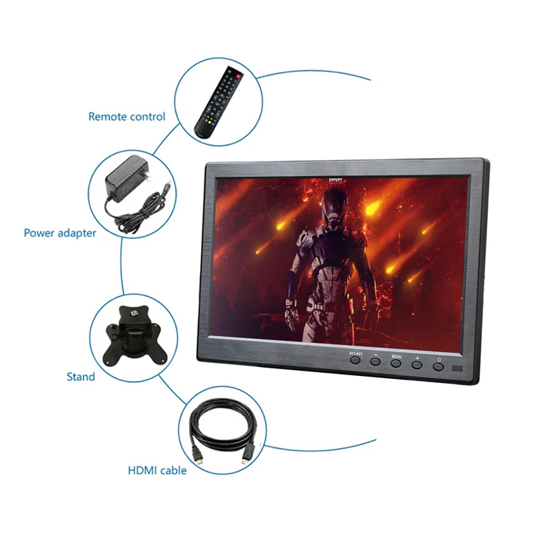 10,1 дюймов 1366x768 портативный монитор для PS3/PS4 XBOX360 Raspberry Pi Windows 7 8 10 система видеонаблюдения с VGA HDMI BNC USB входом