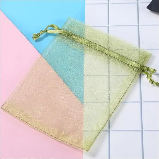 Army Green 100pcs/Lot Organza Drawstring Bags 5x7 7x9 9x12 10x15cm Jewelry Packaging Bags Wedding Christmas Birthday Gift Packing Pouces - Цвет: Army Green