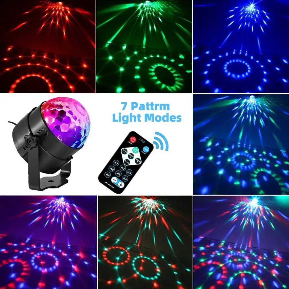 Светодиодная сценическая лампа диско-шар мини RGB DJ Автоматическая звуковая
