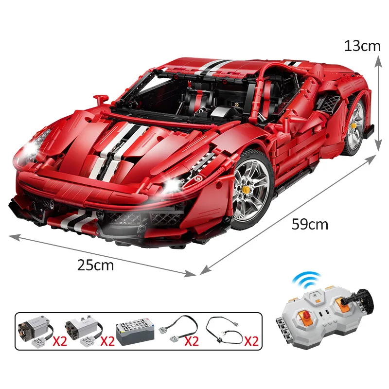 

IN STOCK Cada Farrarii 488 Super Racing Car Model Remote Control MOC Technic Light Building Blocks Bricks Toys Best Gifts 42125