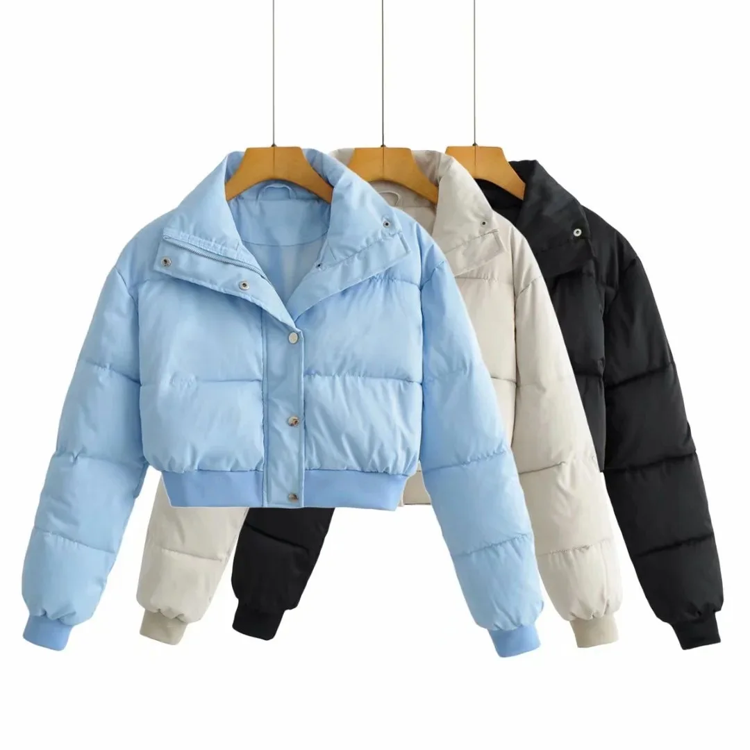 

Zipper Solid Short Coats Office Turtleneck Women Casual Loose Long Sleeve Parka Female Top Coats Jackets Autumn Winter Fashion