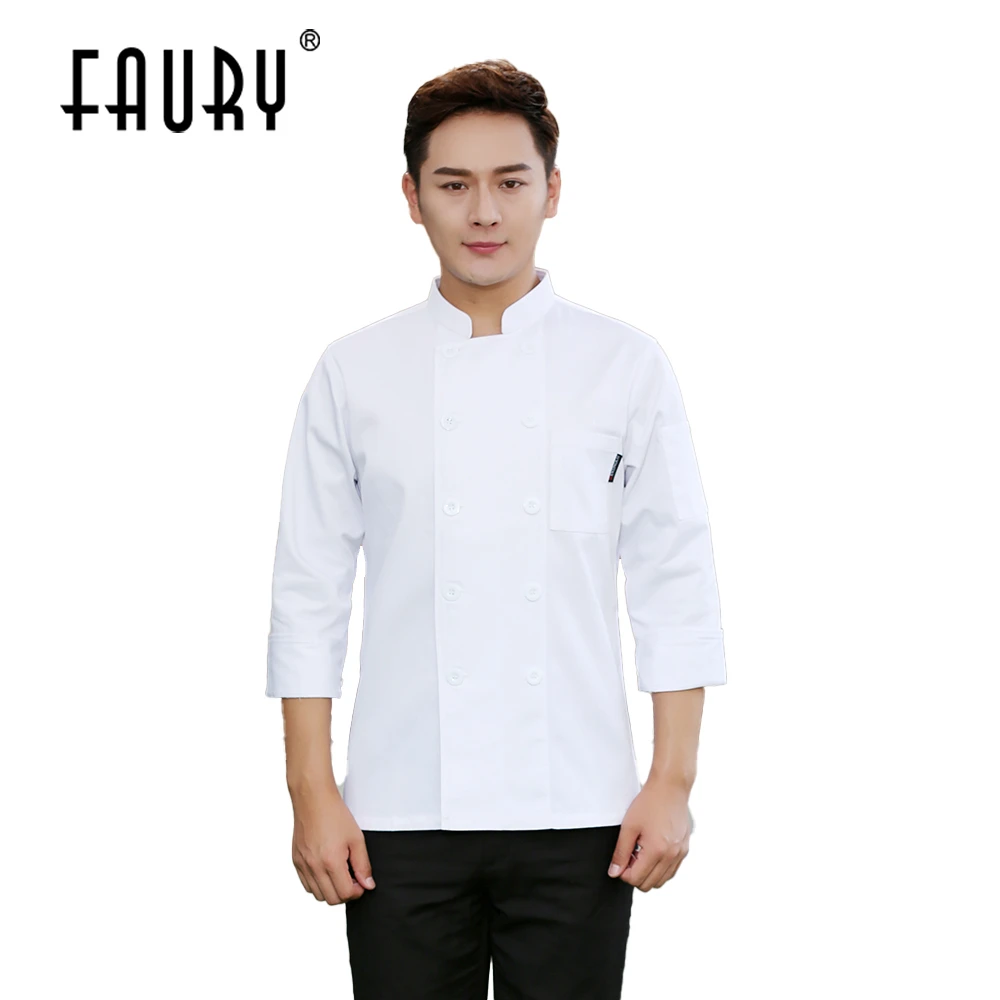 

Long Sleeve Chef Jacket Restaurant Bakery Kitchen Cook Uniform Shirt Double Breasted Chef Coat Apron Hat Patisserie Work Clothes